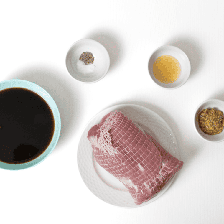 Ingredients needed for Air Fryer Gammon on kitchen table.