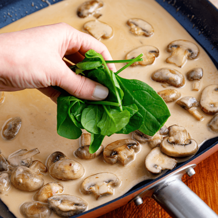 Making the homemade marsala sauce.