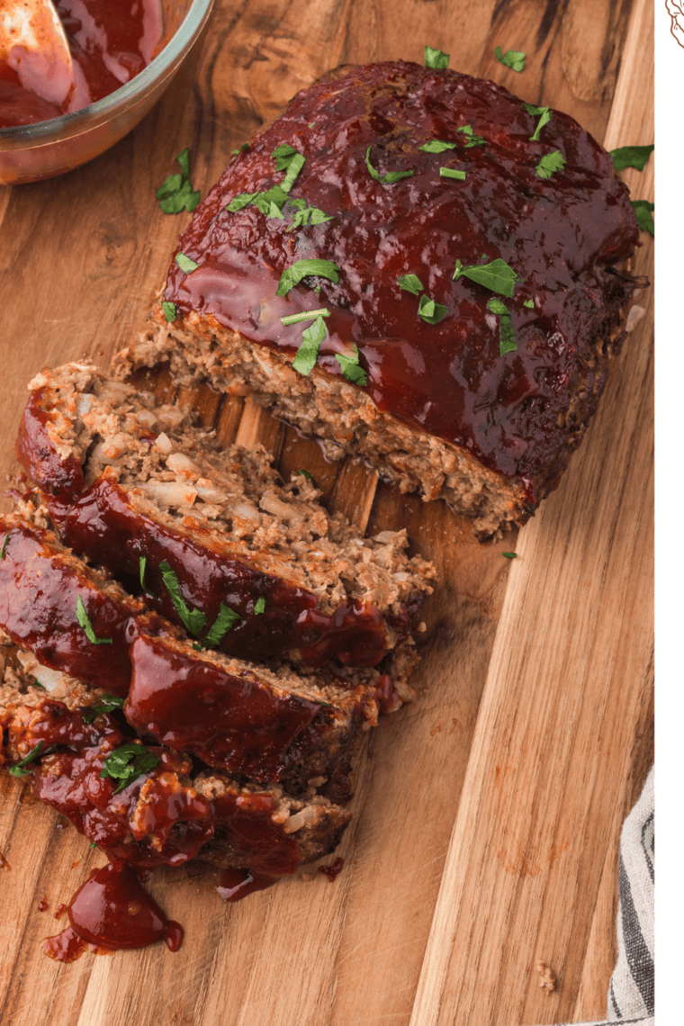 Delicious slice of Copycat Cracker Barrel Meatloaf with a savory topping, cooked in the air fryer.
