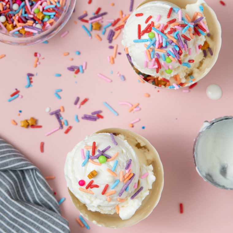 Creamy, homemade frozen yogurt made with Greek yogurt, honey, and vanilla using the Ninja Creami machine.