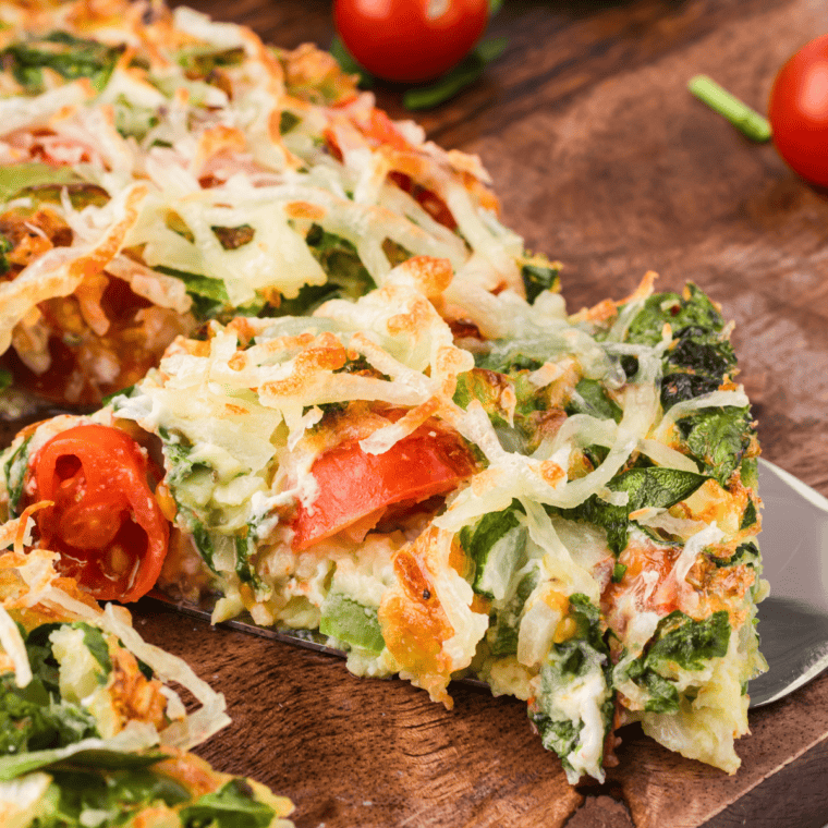 Air Fryer Italian Frittata with eggs, vegetables, and Italian seasonings, cooked to perfection for a fluffy and flavorful meal.