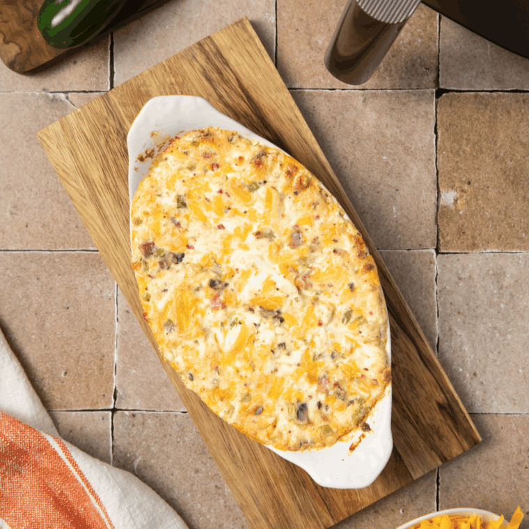 Air Fryer Mississippi Sin Dip with creamy cheese and crispy golden top.