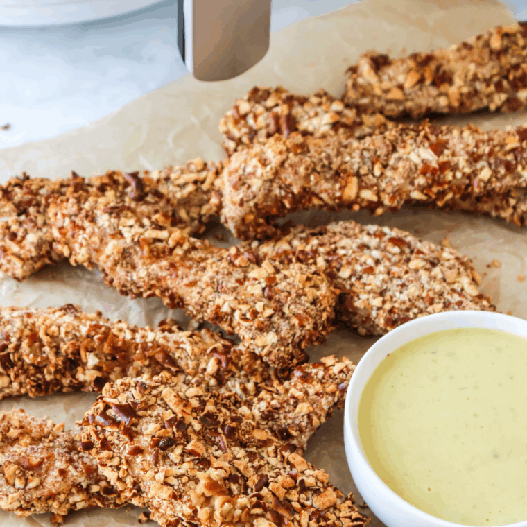 Golden, crispy Shake 'N Bake Crunchy Pretzel-coated chicken, fresh out of the oven, ready to serve.