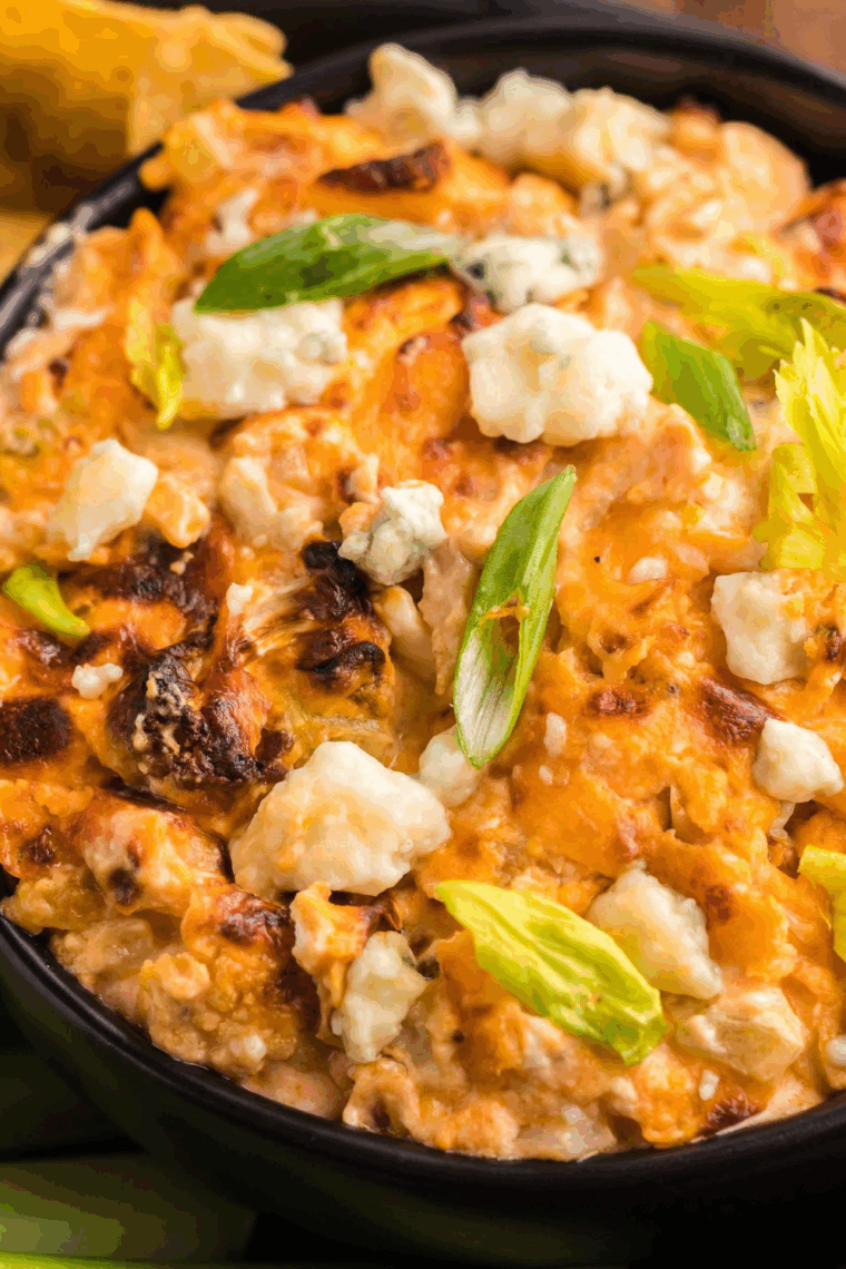 Air Fryer Buffalo Cauliflower Dip, featuring creamy cheese, buffalo sauce, and crispy cauliflower for a tasty and healthy appetizer.