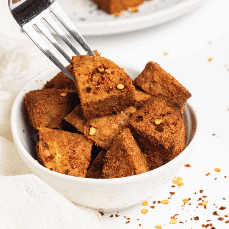 Crispy and golden Air Fryer Tempeh, marinated and cooked to perfection for a healthy, delicious plant-based meal.