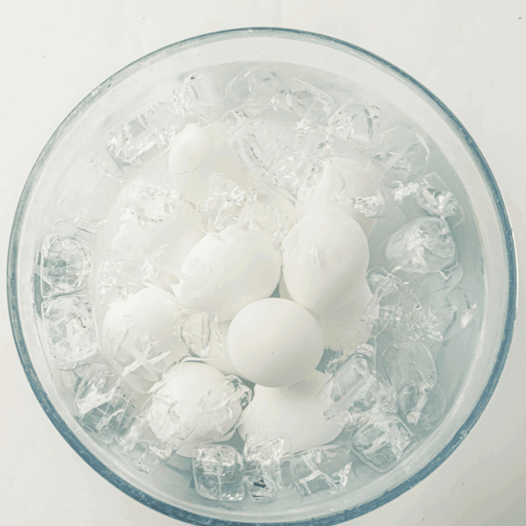 Place pressure cooked eggs into the ice bath.