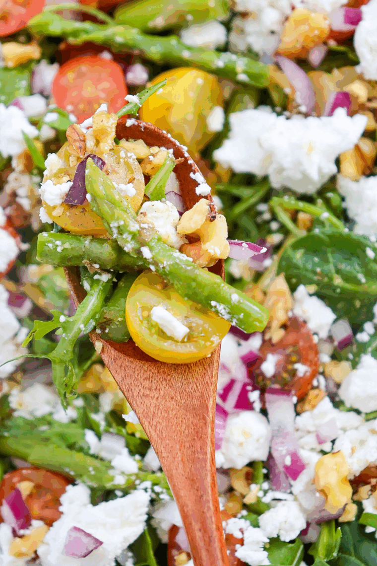 Plate of Asparagus Salad with Goat Cheese