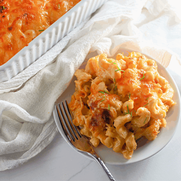 Plate of Copycat Arby’s Mac and Cheese.