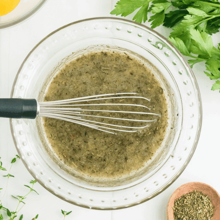 Whisk the ingredients in a mixing bowl.