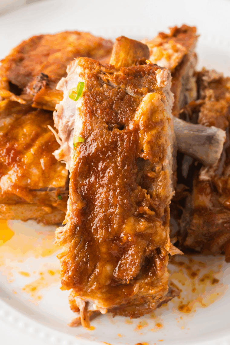 Plate of Ninja Foodi Korean BBQ Ribs. 