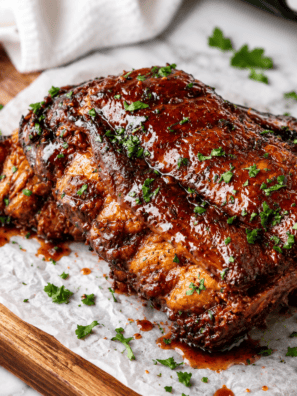 Slow cooker Dr Pepper ribs on parchment paper