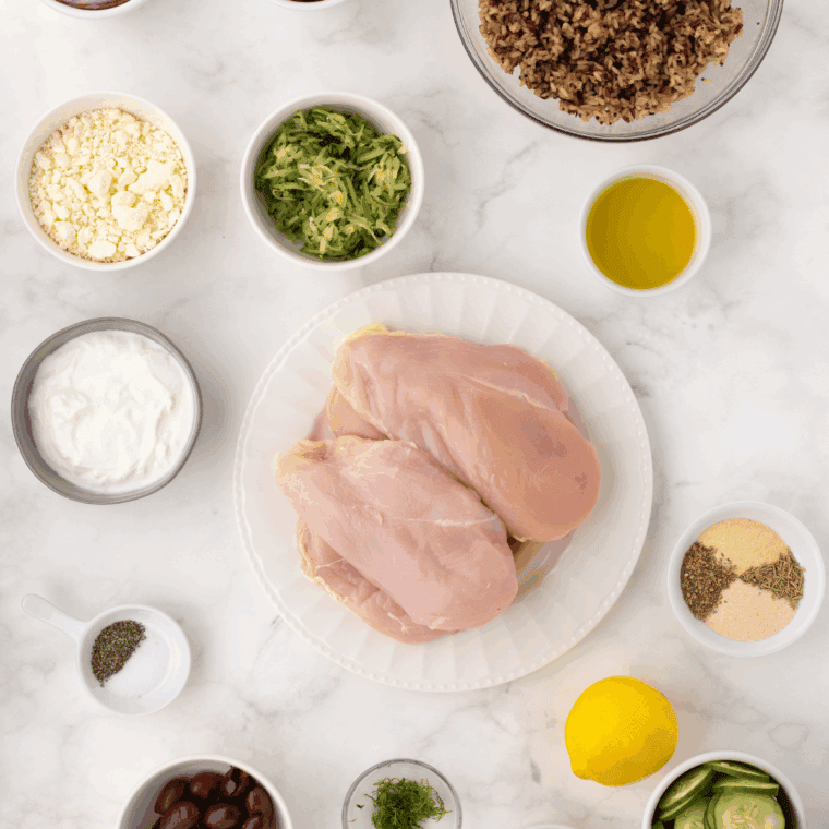 Ingredients needed for Arby's Gyro Sauce Recipe on kitchen table.