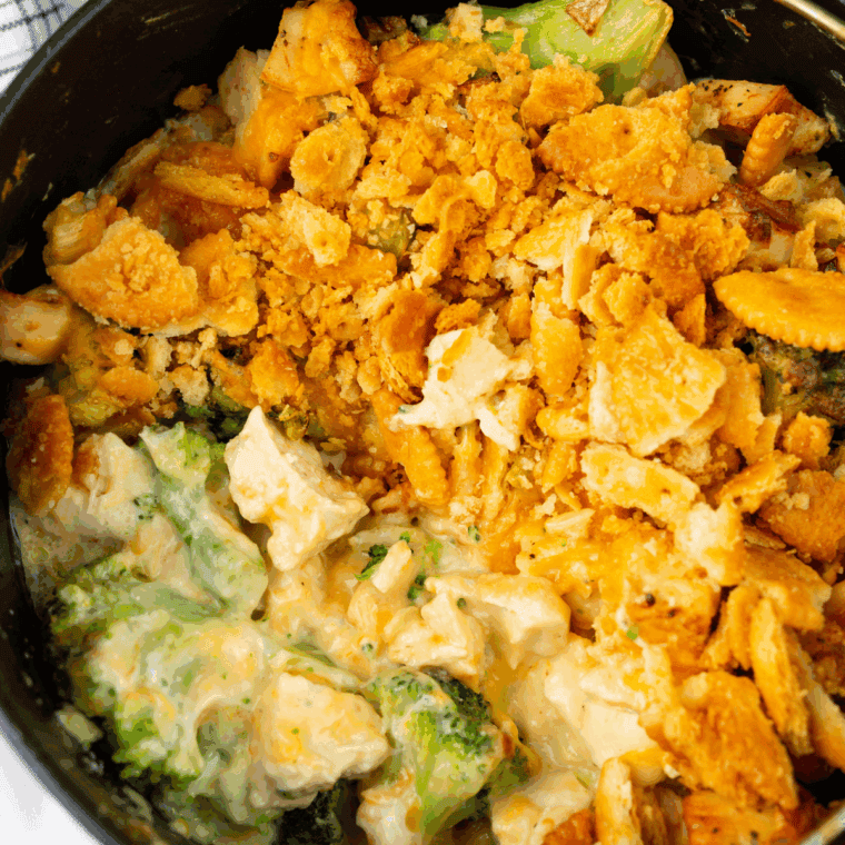 Baked Barefoot Contessa Chicken Divan with broccoli and cheese