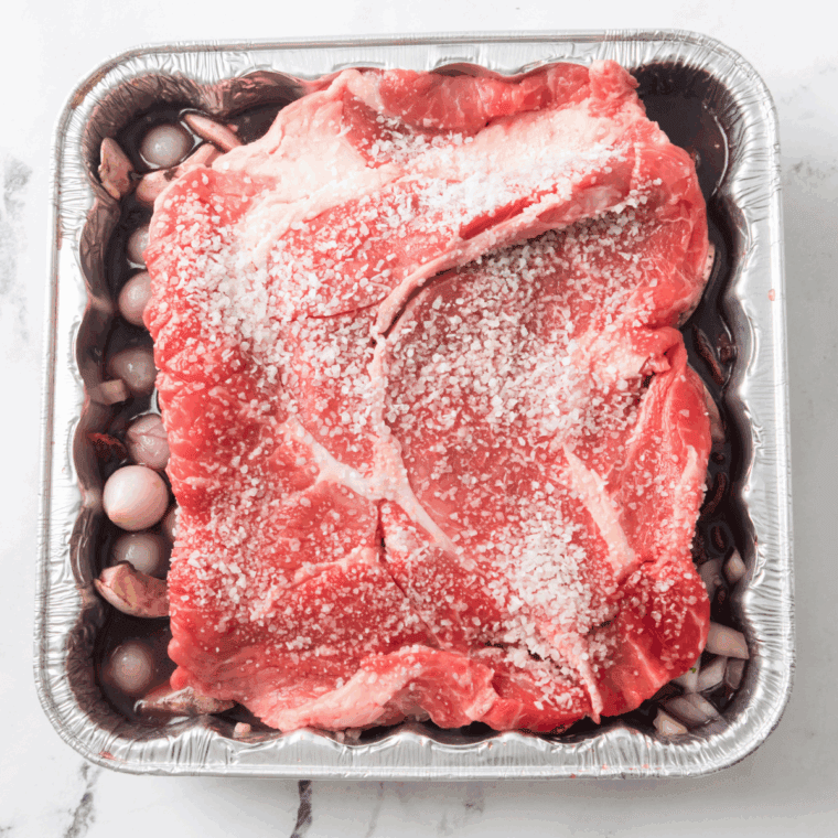 Seasoned beef roast brushed with olive oil before air frying at 375°F