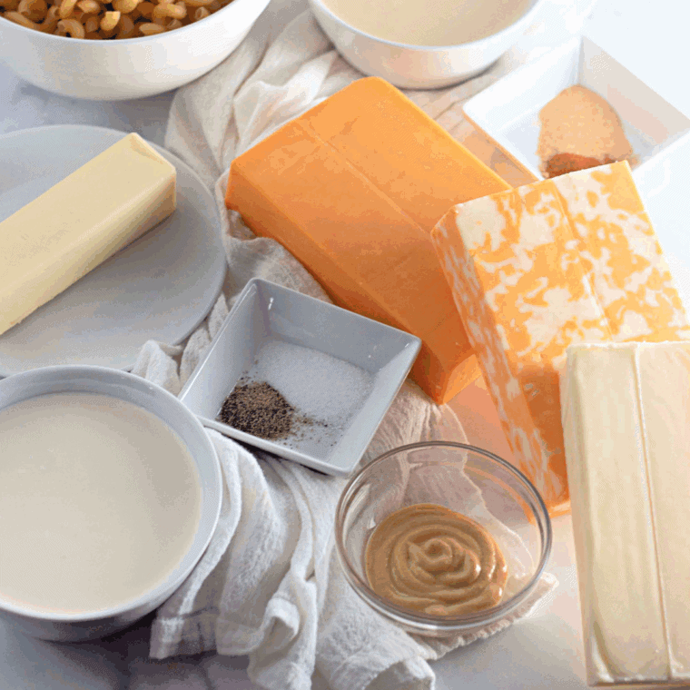 Copycat Auntie Anne’s Cheese Dip Recipe ingredients on kitchen table.