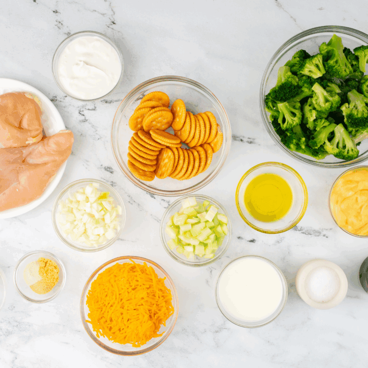 Ingredients needed for Copycat Bob Evans Colonial Dressing Recipe on kitchen table.