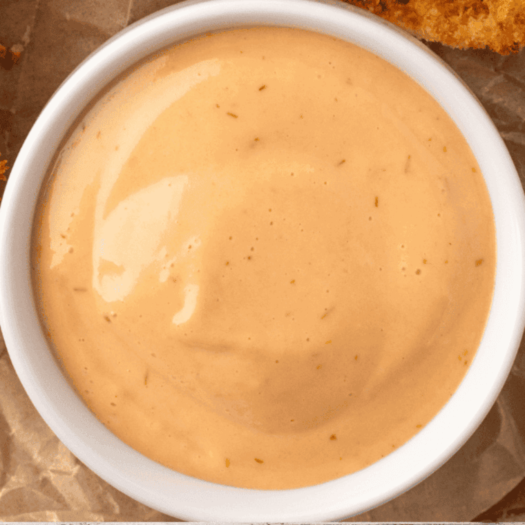 Bowl of Dairy Queen Brazier Burger Sauce Recipe on kitchen table.