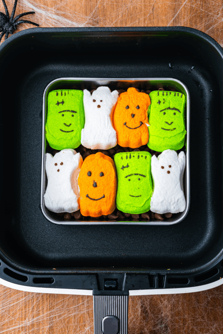 Halloween S’mores Dip placed in the air fryer.