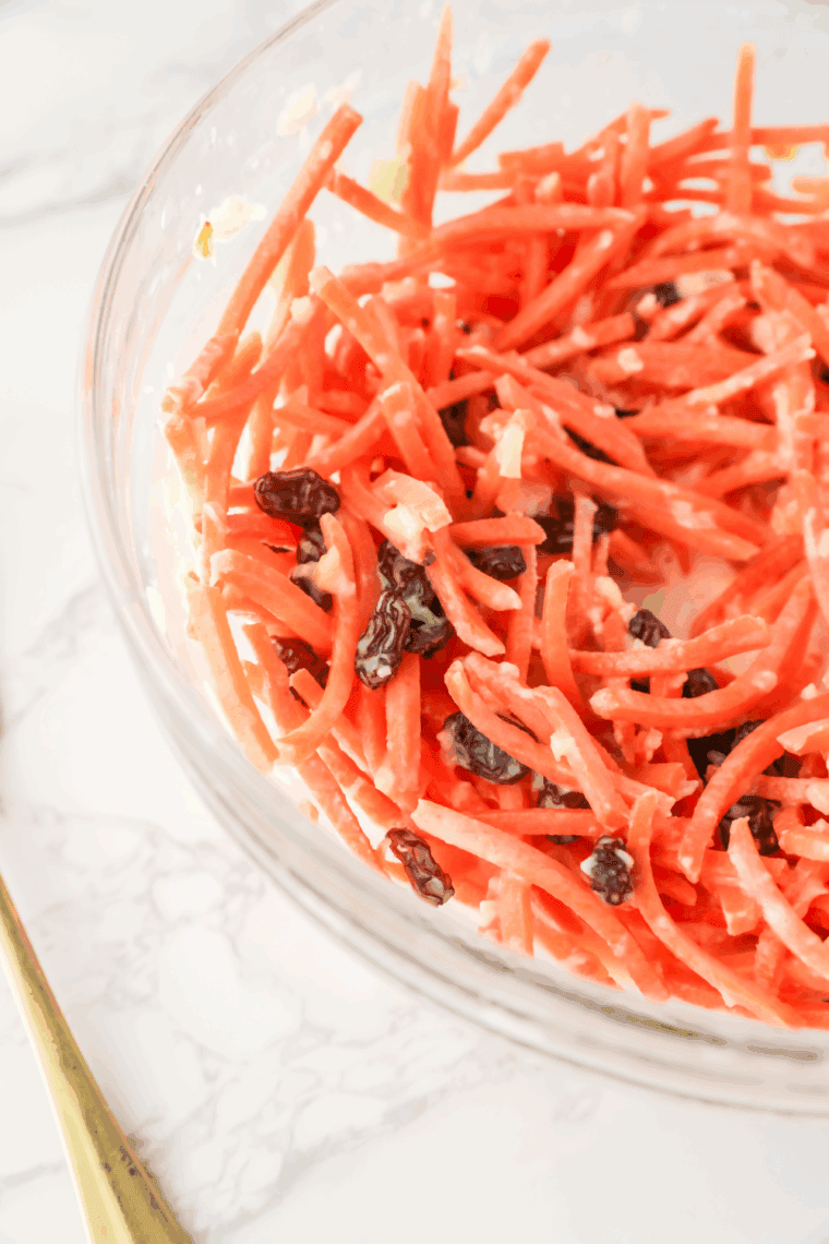 Bowl of Golden Corral Carrot and Raisin Salad.