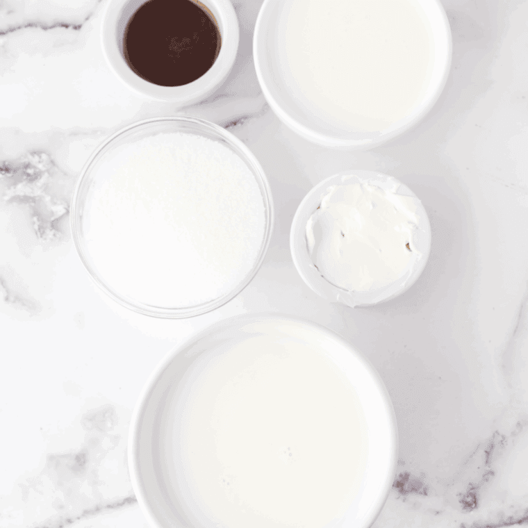 Ingredients needed for Ninja Creami Dairy Queen Ice Cream Copycat on kitchen table.