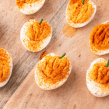 These Pumpkin Deviled Eggs are a fun and festive twist on a classic! Perfect for Halloween parties or Thanksgiving appetizers, they’re cute, creamy, and always a crowd favorite.