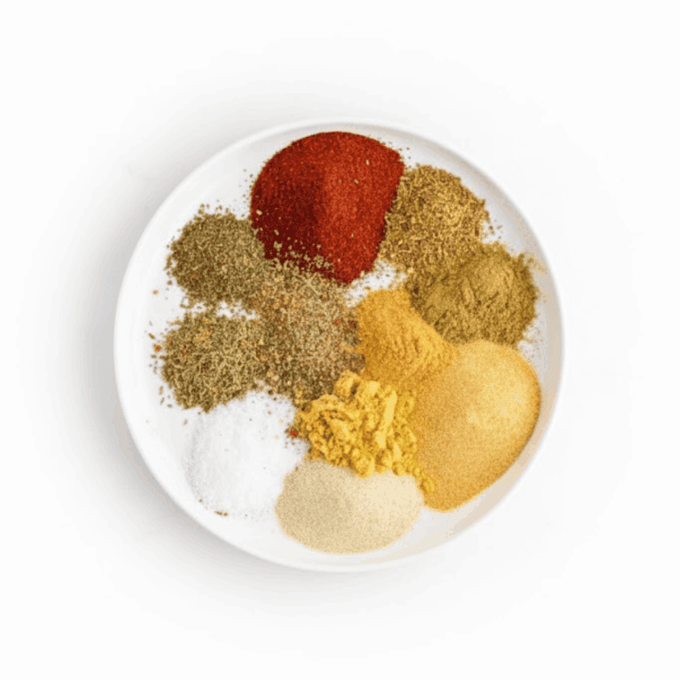Whisking together kosher salt, coarse black pepper, granulated garlic, and spices in a medium bowl to create the Copycat Kinder’s The Blend Mix.