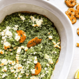 Greek-inspired flavor: Spinach, feta, and herbs deliver authentic spanakopita taste. Creamy and cheesy: Rich, smooth texture makes every bite indulgent. Perfect for entertaining: Easy appetizer for parties, game days, or casual gatherings. Quick and simple: Minimal prep with maximum flavor, ready in minutes. Crowd-pleaser: Everyone loves a warm, flavorful dip to share.