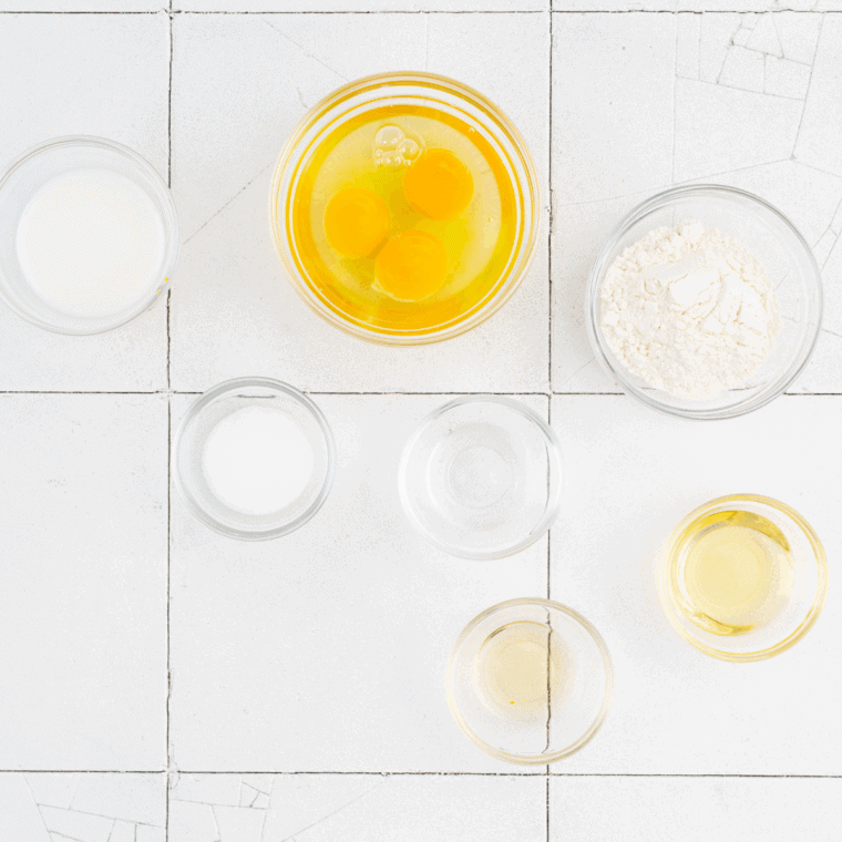 Ingredients needed for Easy Air Fryer Soufflé Recipe on kitchen table.