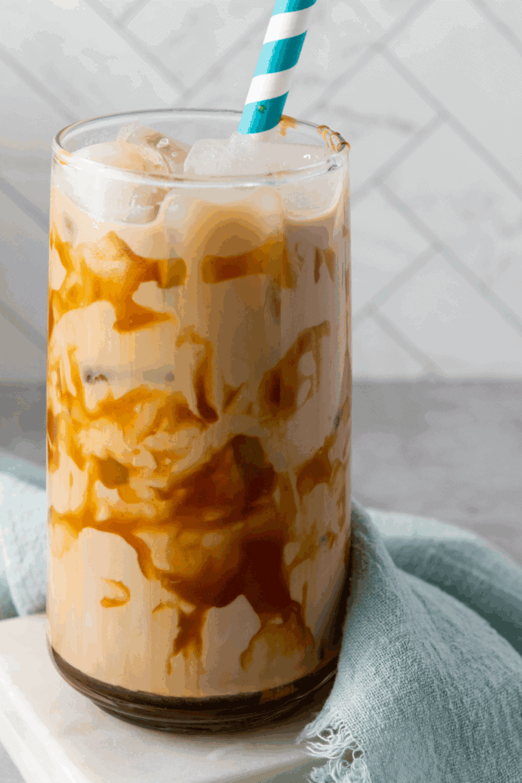 Close up of First Watch Iced Coffee.