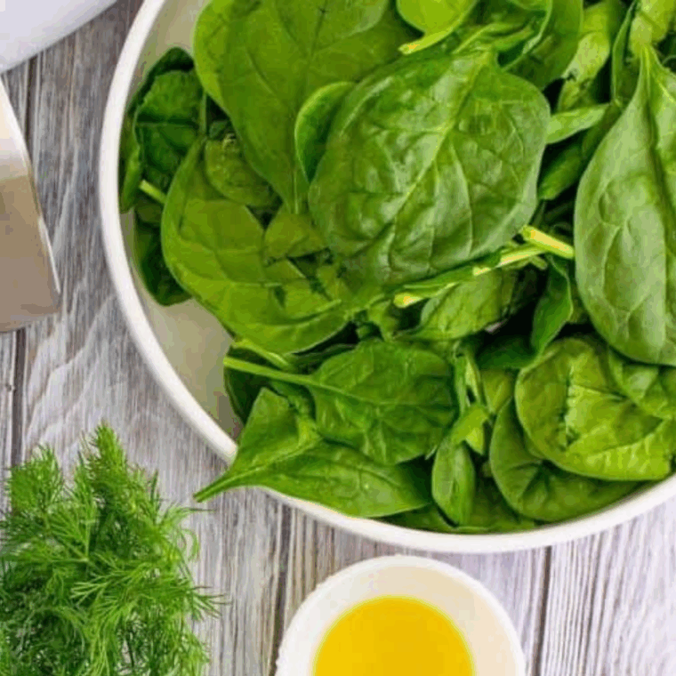 Cleaning spinach.