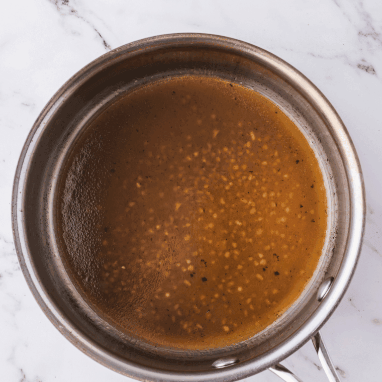Texas Roadhouse Brown Gravy in the saucepan.