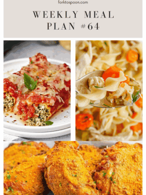 Visual overview of the recipes included in Weekly Meal Plan #64, showing 7 simple, family-friendly dinner ideas for the week.