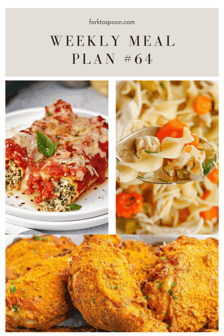 Visual overview of the recipes included in Weekly Meal Plan #64, showing 7 simple, family-friendly dinner ideas for the week.
