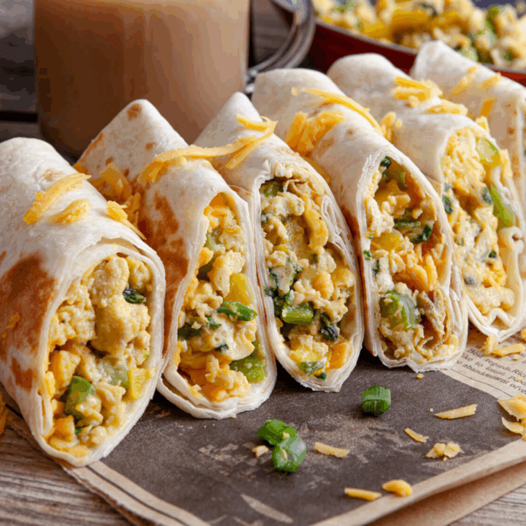 Homemade SuperSonic breakfast burrito filled with eggs, sausage, cheese, and crispy tater tots.