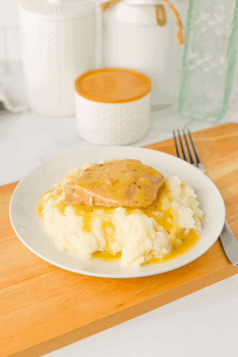 Slow cooker creamy ranch pork chops ready to serve