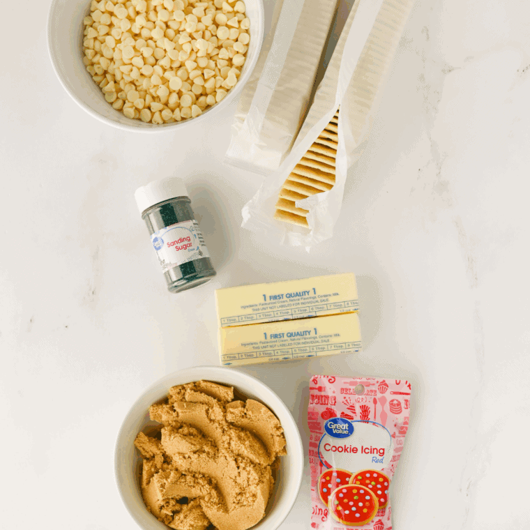 Ingredients needed for Little Debbie Christmas Tree Cake Crack (Tiktok Viral) on kitchen table.