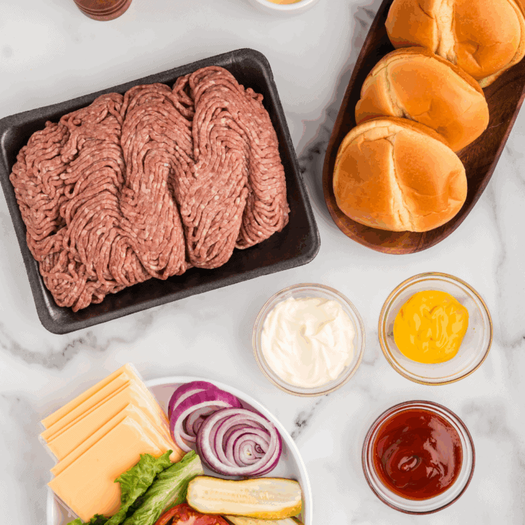 Ingredients needed for Easy Culver’s Signature Sauce Recipe on kitchen table.