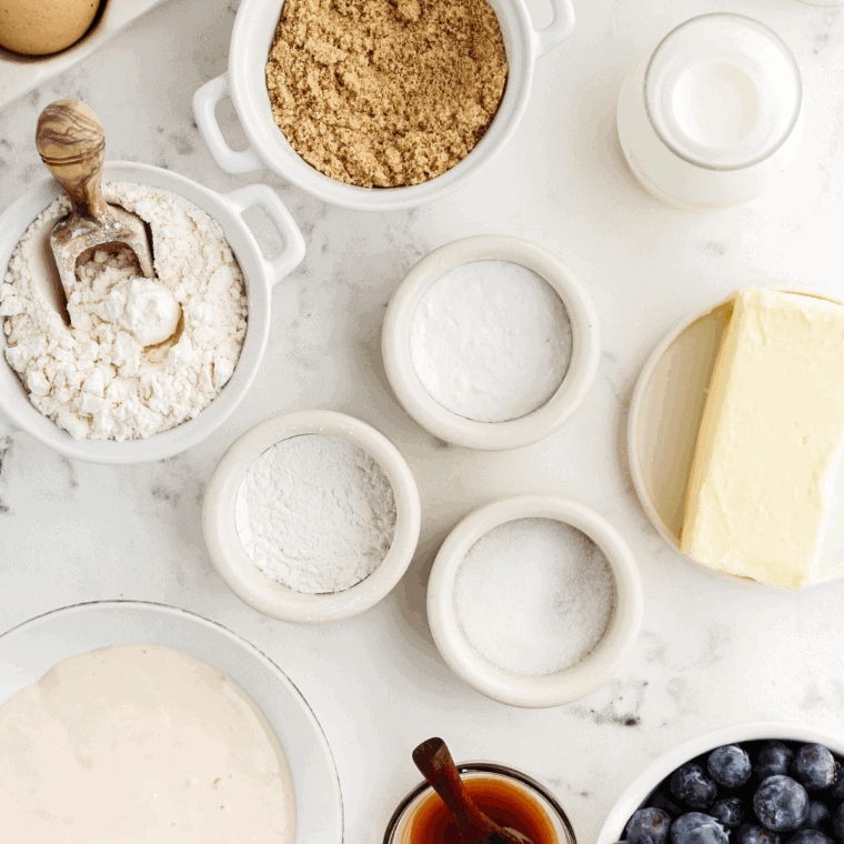 Ingredients needed for Foolproof Air Fryer Sourdough Discard Donuts on kitchen table.