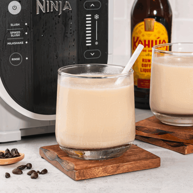 Ninja Slushi Frozen White Russian creamy frozen cocktail in glass