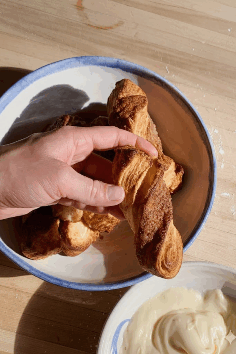 Easy puff pastry cinnamon twists baked golden with cinnamon sugar