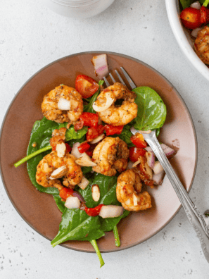 Easy Air Fryer Shrimp and Spinach Salad
