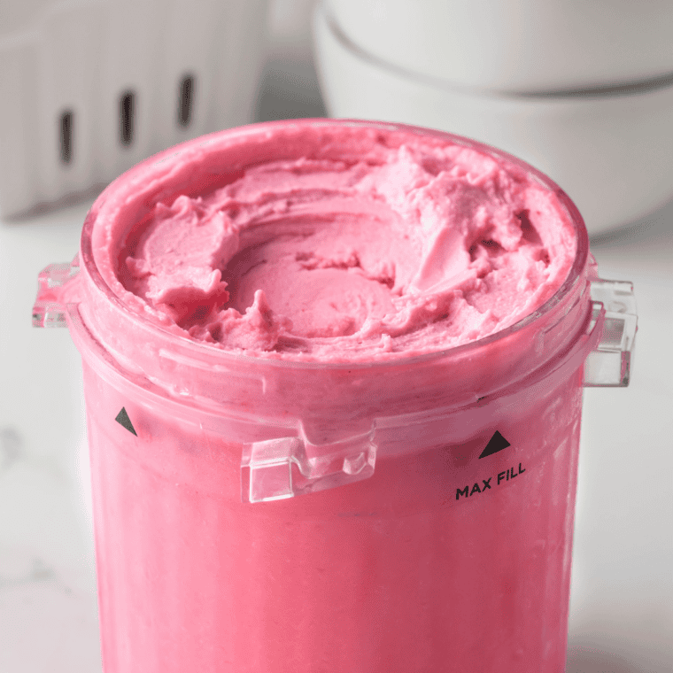 Easy Ninja Creami Baskin Robbins copycat bubble gum ice cream with colorful candy pieces in a bowl.
