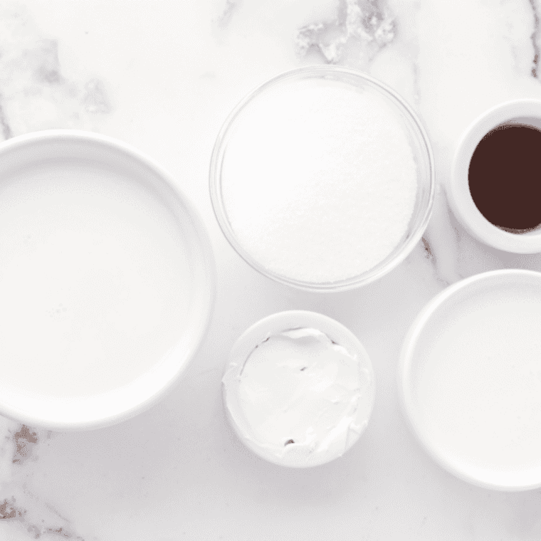 Ingredients needed for Ninja Creami Almond Gelato on kitchen table.