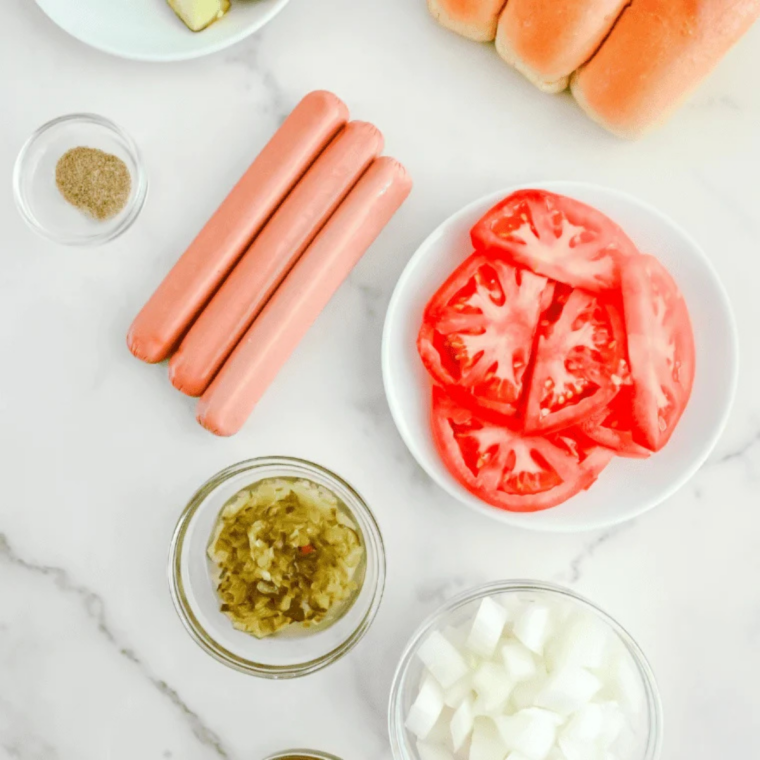 Ingredients needed for Air Fryer Hot Dog Taquitos on kitchen table.