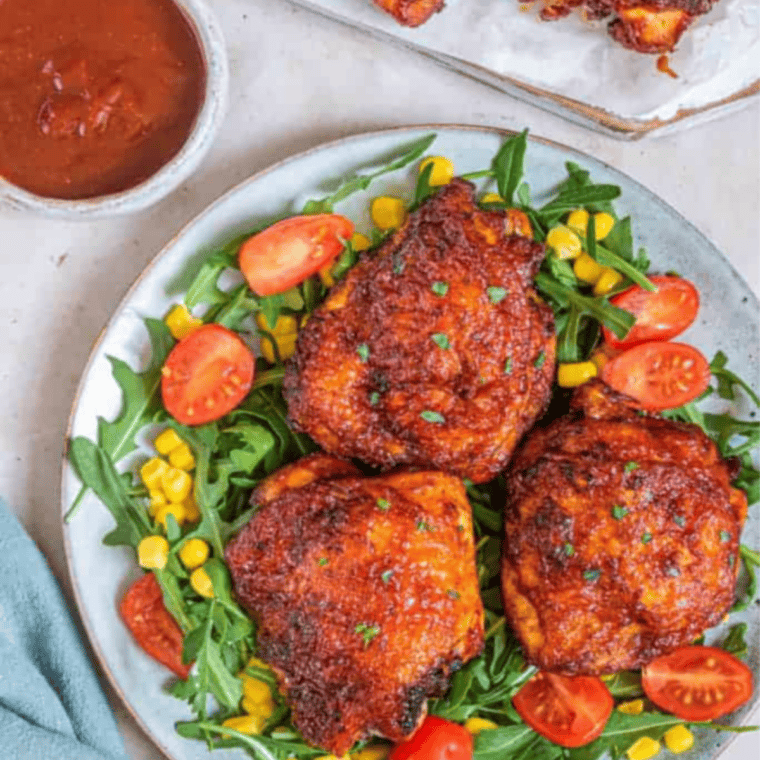 Homemade Wood Ranch BBQ sauce in a bowl with rich smoky red color, perfect for ribs, chicken, and grilled meats