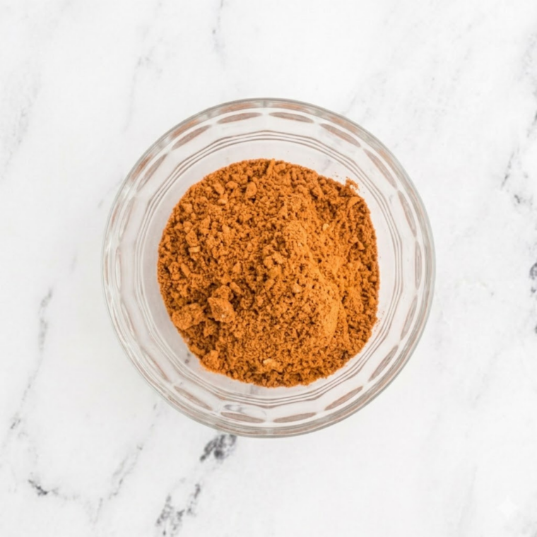Seasoning spices mixed together in small bowl evenly