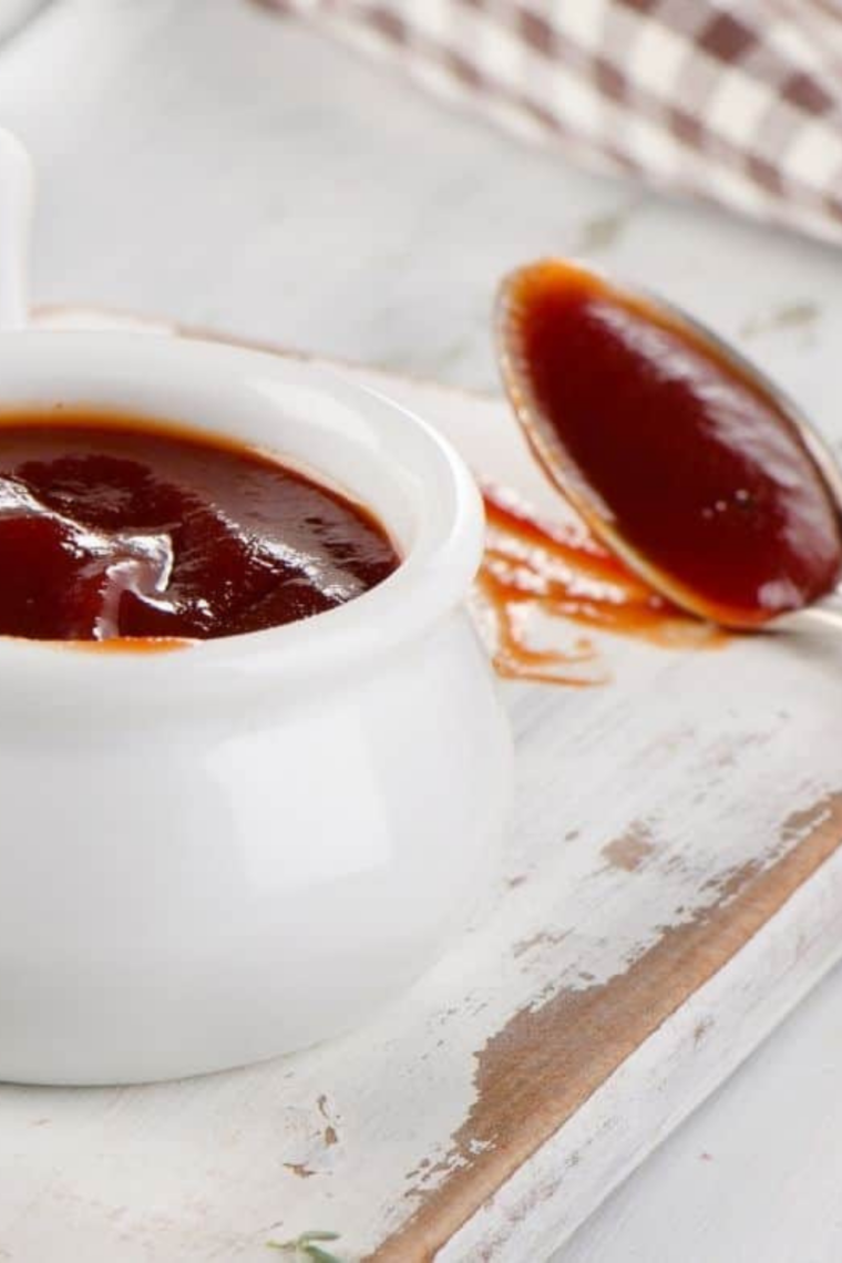 Easy copycat Milo’s Sauce Recipe prepared in a white dipping bowl for burgers and sandwiches