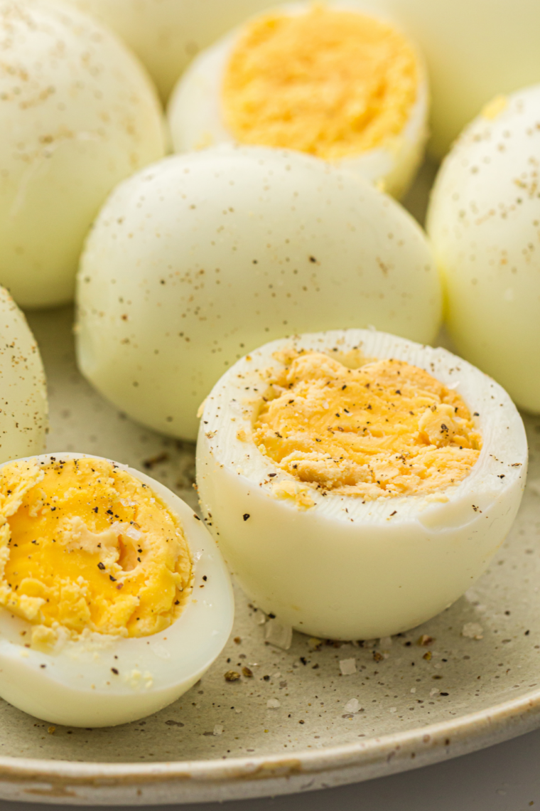 Easy hard boiled eggs cooked in the Ninja Crispi air fryer basket