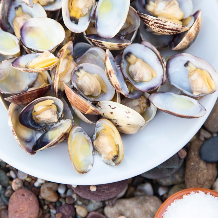 Copycat Lawry's Seasoned Salt on clams ready for serving.