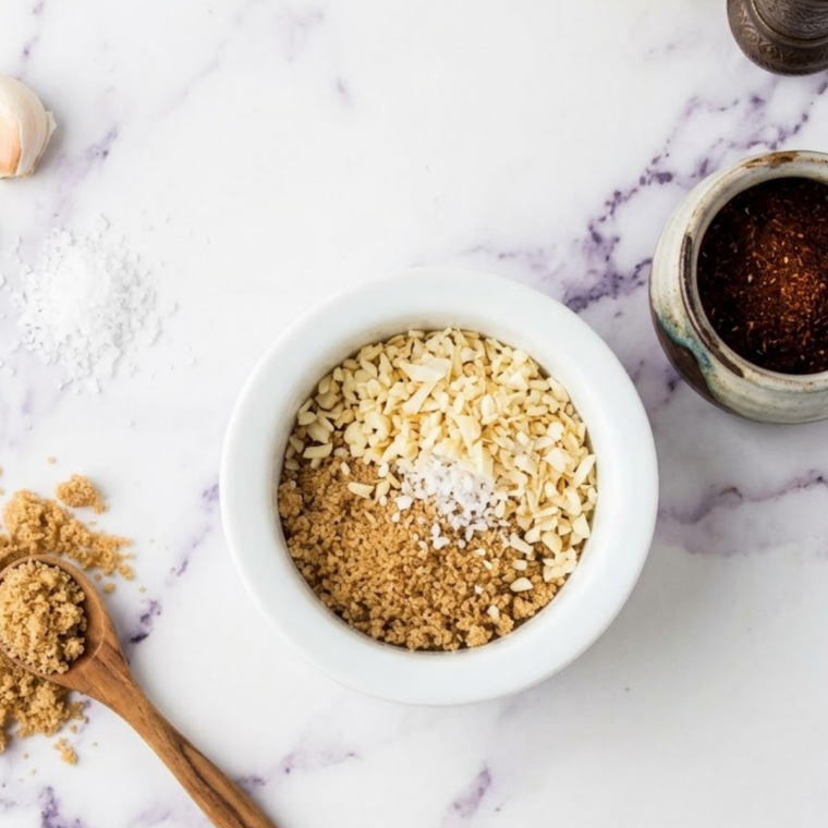 Homemade spice blend resembling Lawry’s seasoned salt on a wooden spoon.